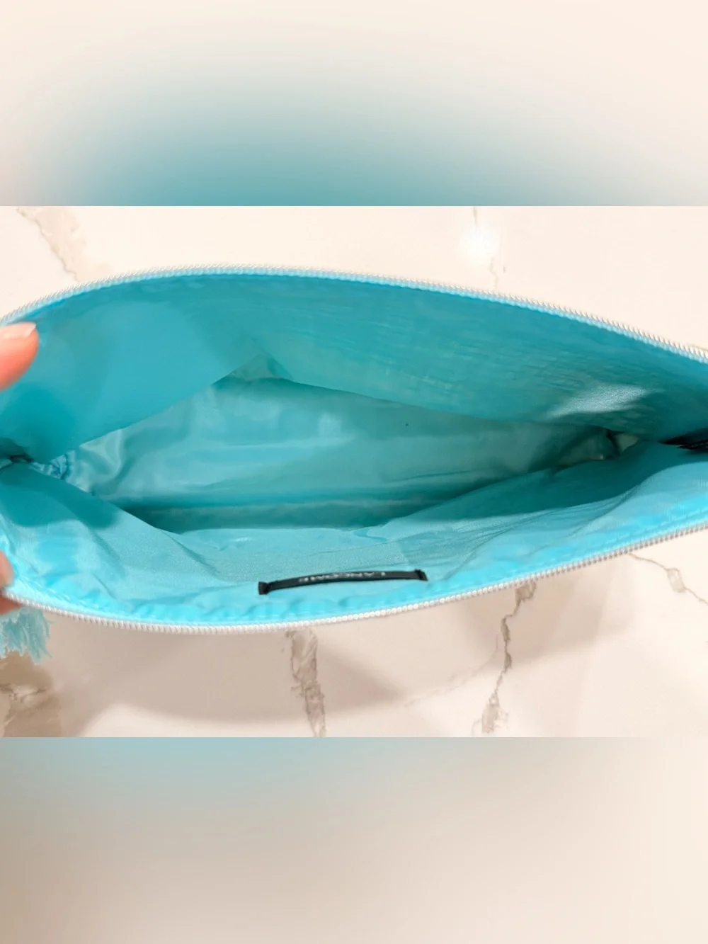 NWOT Lancôme Woven Turquoise Tassel Clutch Pouch